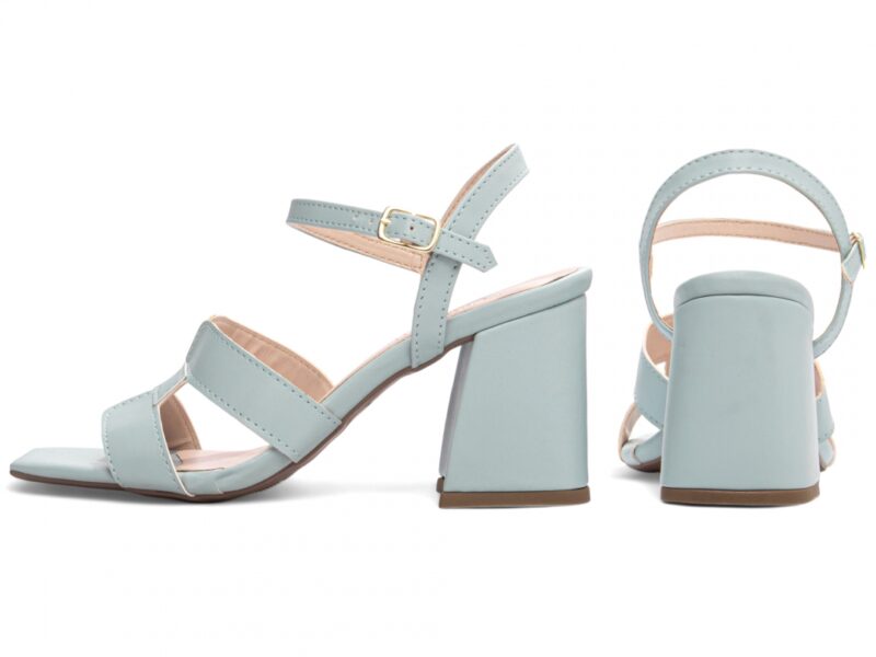 sandália feminina azul vista lateral salto 7cm | VitriNerm