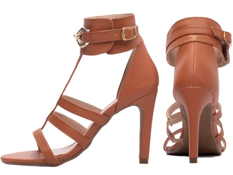 sandália feminina caramelo vista lateral salto 9,5cm | VitriNerm