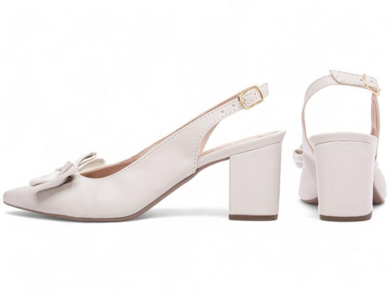 scarpin feminino off white vista lateral salto 6,5cm | VitriNerm
