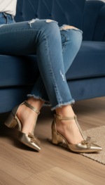 scarpin feminino dourado feminino elegante comprar | VitriNerm