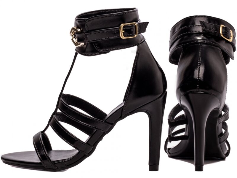 sandália feminina preta vista lateral salto 9,5cm | VitriNerm