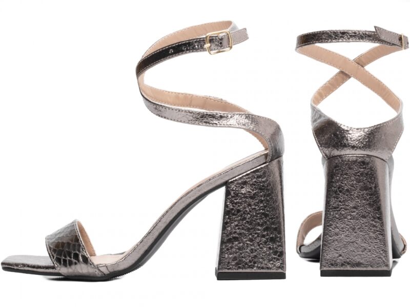 sandália feminina prata vista lateral salto 9cm | VitriNerm