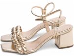 detalhe salto 5,5cm dourada sandália feminina | VitriNerm