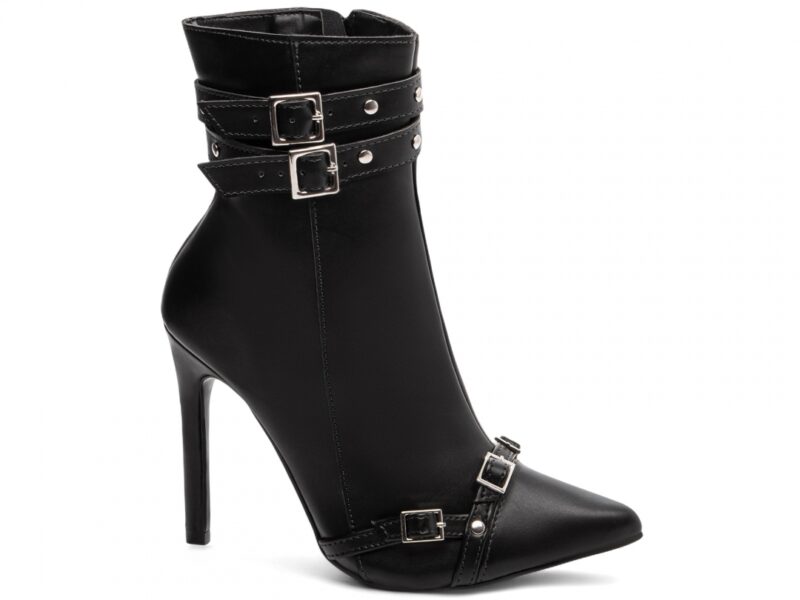 Bota Cano Médio Salto 12cm Bico Fino Preta bota preta salto 12cm napa | VitriNerm