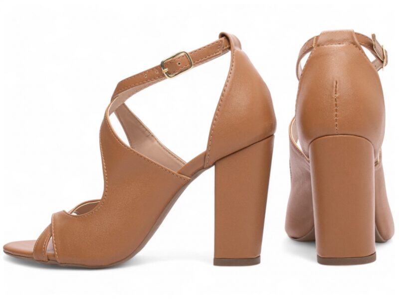 sandália feminina caramelo vista lateral salto 8,5cm | VitriNerm