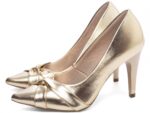 detalhe salto 10cm dourado scarpin feminino | VitriNerm
