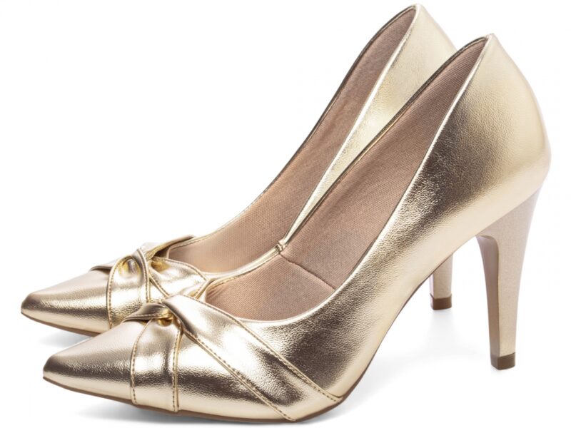 detalhe salto 10cm dourado scarpin feminino | VitriNerm