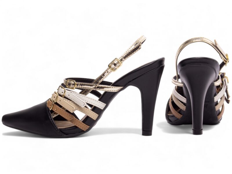 scarpin feminino dourada vista lateral salto 9cm | VitriNerm