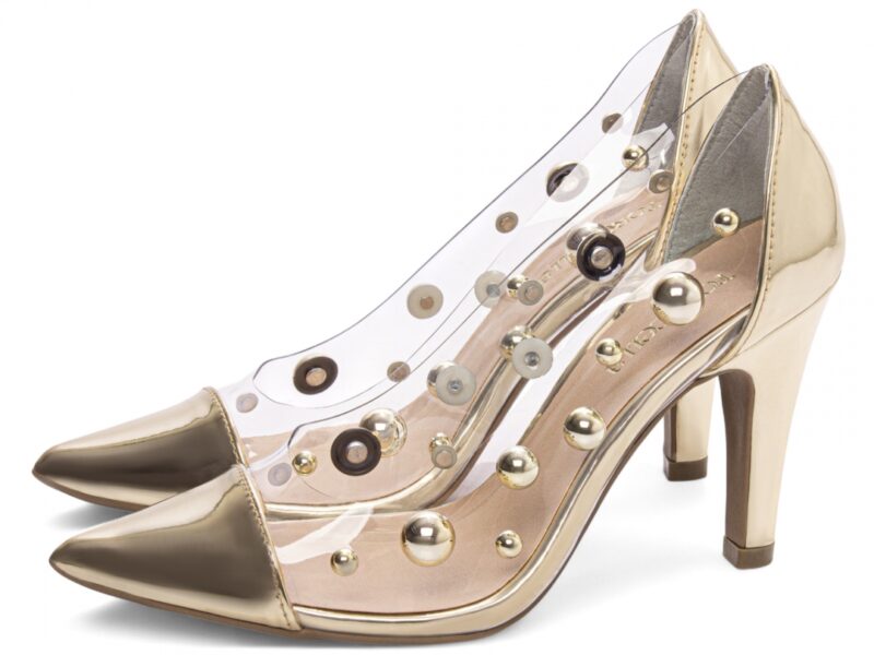 detalhe salto 9cm dourado scarpin feminino | VitriNerm