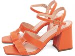detalhe salto 7cm laranja sandália feminina | VitriNerm