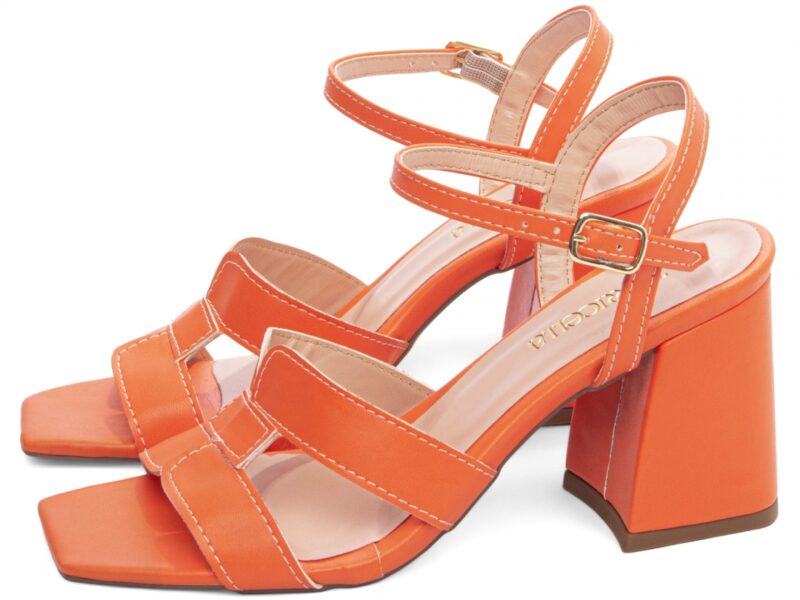 detalhe salto 7cm laranja sandália feminina | VitriNerm