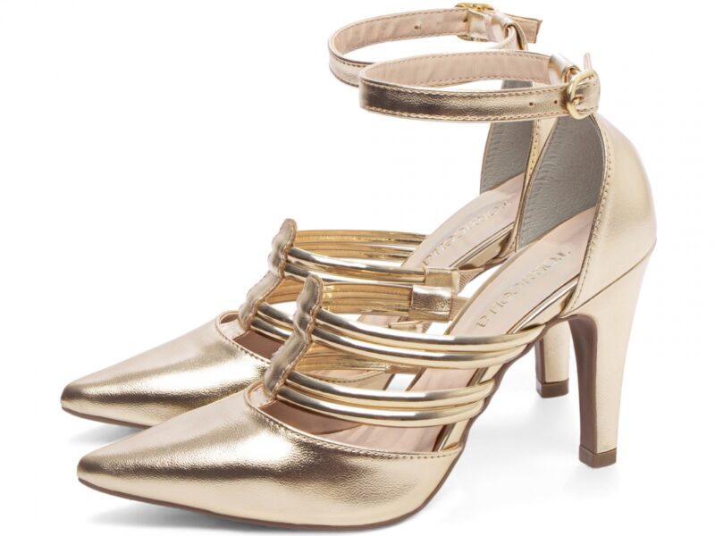 detalhe salto 9cm dourado scarpin feminino | VitriNerm