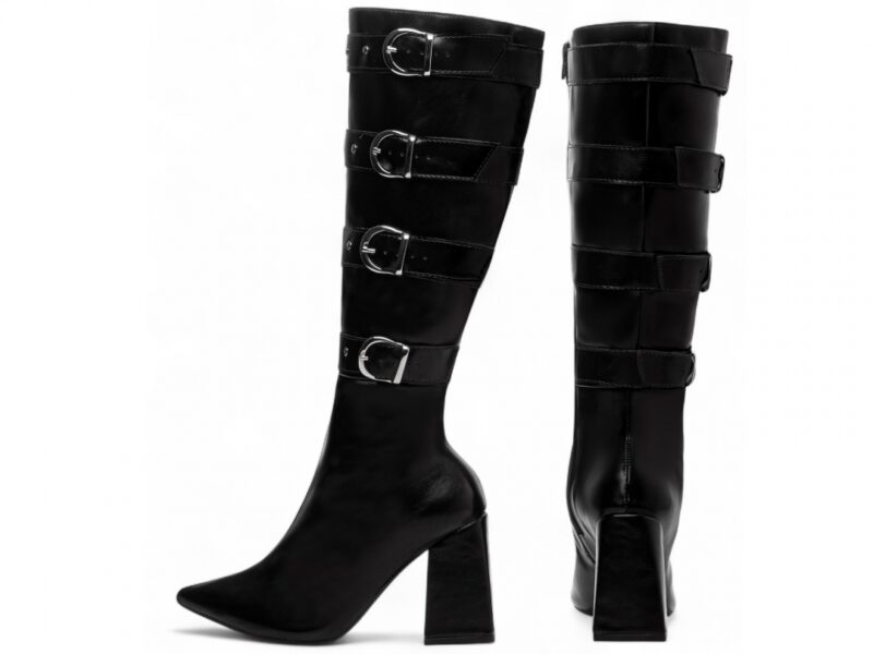 bota feminina preta vista lateral salto 9cm | VitriNerm