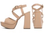 sandália feminina bege vista lateral salto 11cm | VitriNerm