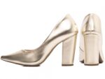 scarpin feminino dourado vista lateral salto 9cm | VitriNerm