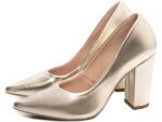 detalhe salto 9cm dourado scarpin feminino | VitriNerm