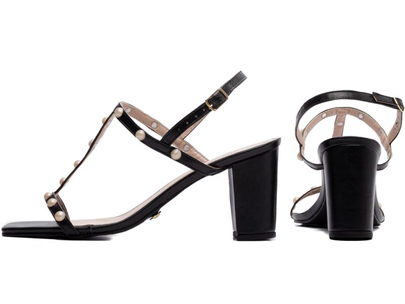 sandália feminina preto vista lateral | VitriNerm