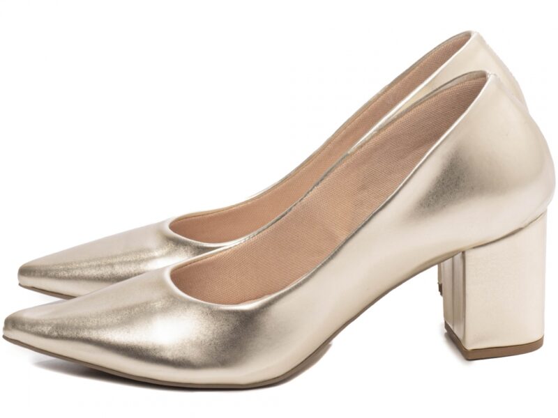 detalhe salto 6,5cm dourado scarpin feminino | VitriNerm