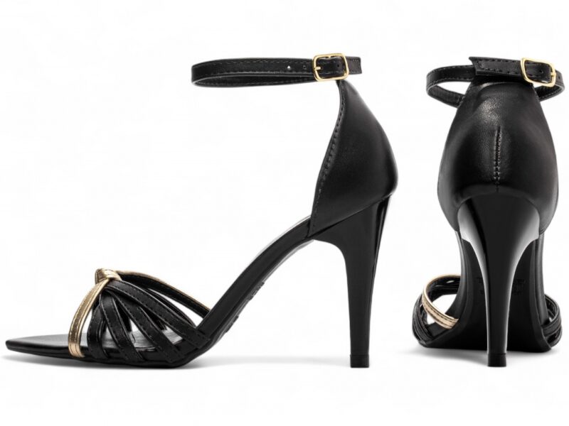 sandália feminina preto vista lateral salto 9cm | VitriNerm
