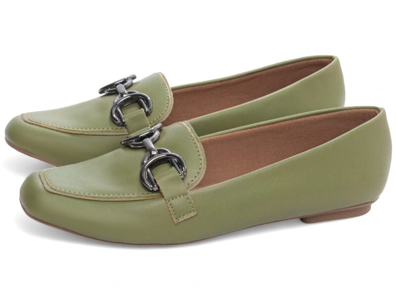 mocassim feminino verde vista lateral | VitriNerm
