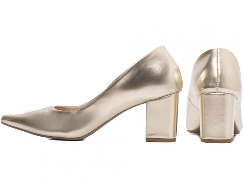 scarpin feminino dourado vista lateral salto 6,5cm | VitriNerm