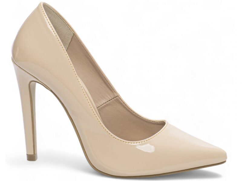 scarpin bege salto 12cm verniz | VitriNerm