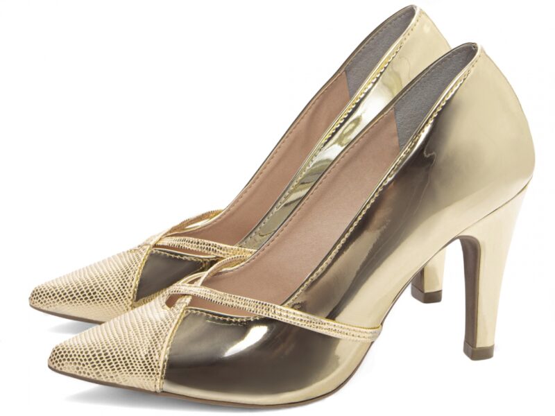 detalhe salto 9cm dourado scarpin feminino | VitriNerm