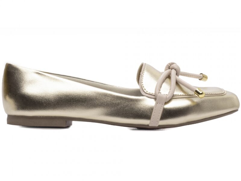 mocassim feminino dourado par completo | VitriNerm