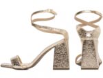 sandália feminina dourada vista lateral salto 9cm | VitriNerm