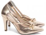 scarpin feminino dourado solado antiderrapante | VitriNerm