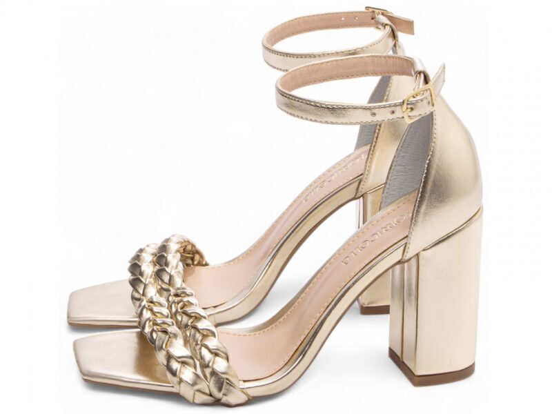 detalhe salto 8,5cm dourada sandália feminina | VitriNerm