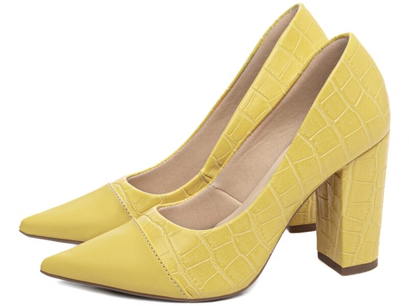 detalhe salto 9cm amarelo scarpin feminino | VitriNerm