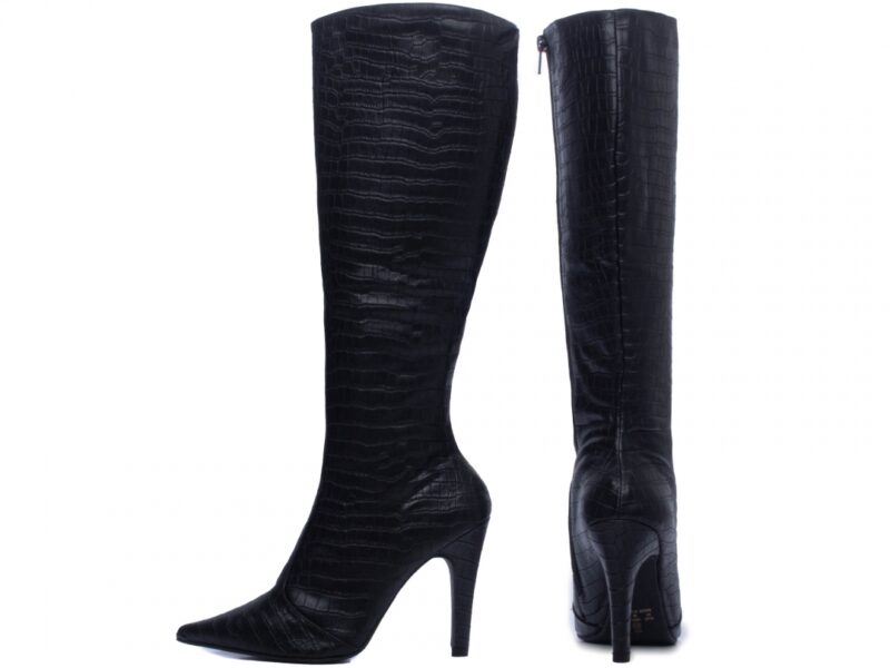 bota feminina preta vista lateral salto 10cm | VitriNerm
