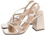 detalhe salto 9cm dourada sandália feminina | VitriNerm