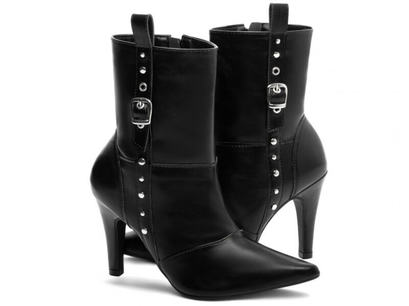 detalhe salto 9cm preta bota feminina | VitriNerm