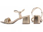 sandália feminina dourada vista lateral salto 5,5cm | VitriNerm