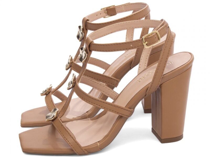 detalhe salto 9cm caramelo sandália feminina | VitriNerm