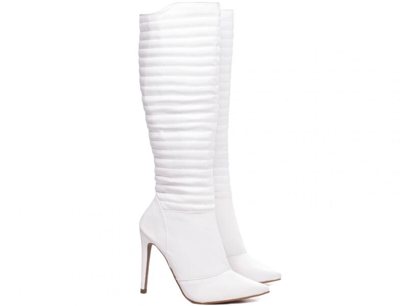 detalhe salto 12cm branca bota feminina | VitriNerm