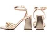 sandália feminina dourada vista lateral salto 9cm | VitriNerm
