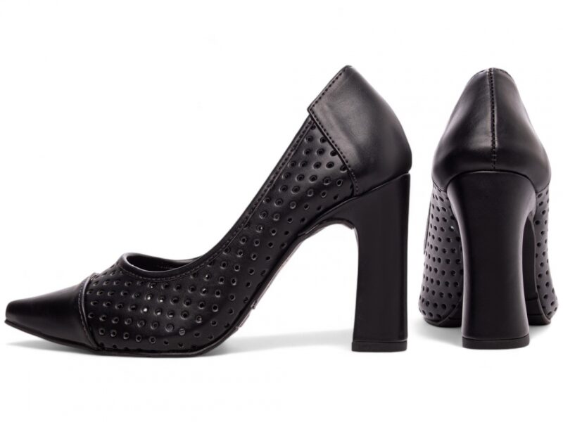 scarpin feminino preto vista lateral salto 9cm | VitriNerm