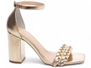sandália dourada salto 8,5cm napa | VitriNerm
