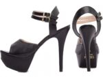 detalhe salto 13cm preta sandália feminina | VitriNerm
