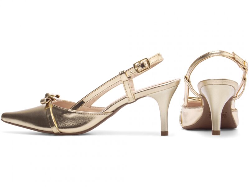 scarpin feminino dourado vista lateral salto 6cm | VitriNerm
