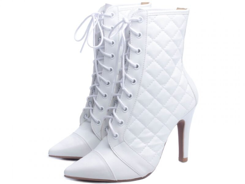 bota feminina branca vista lateral salto 10cm | VitriNerm