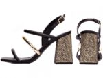 sandália feminina dourado vista lateral salto 9cm | VitriNerm
