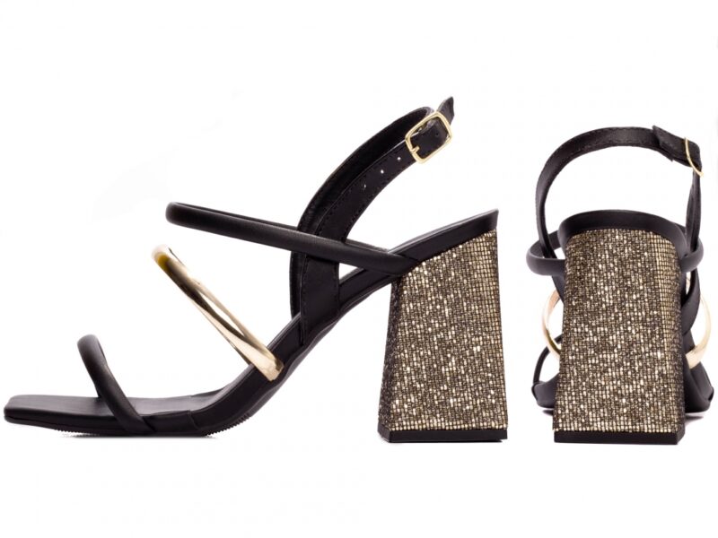 sandália feminina dourado vista lateral salto 9cm | VitriNerm