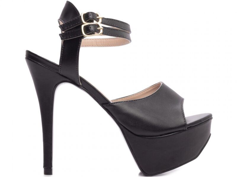 sandália feminina preta vista lateral salto 13cm | VitriNerm