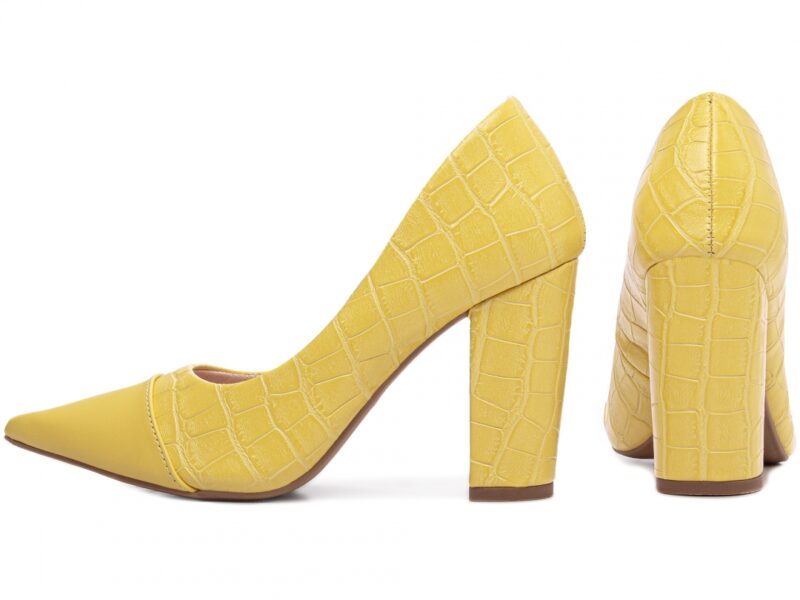 scarpin feminino amarelo vista lateral salto 9cm | VitriNerm