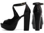 sandália feminina preta vista lateral salto 11cm | VitriNerm
