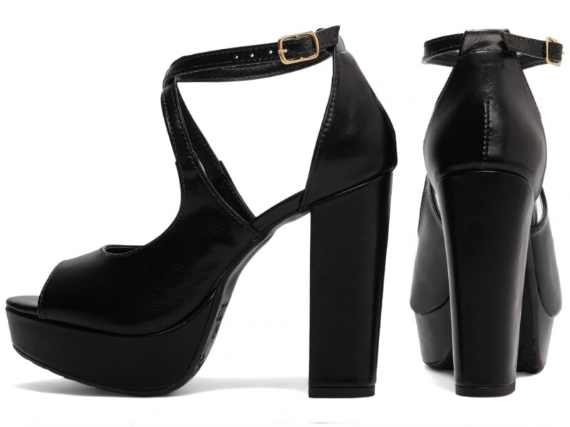 sandália feminina preta vista lateral salto 11cm | VitriNerm